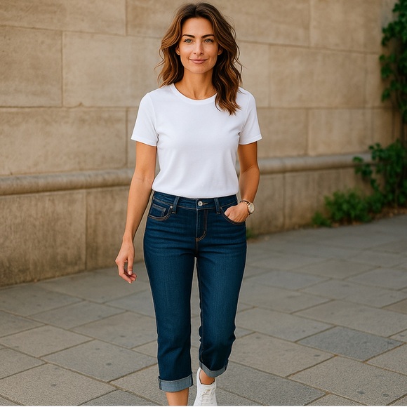 Style & Co Denim, Dark Wash Cuffed Capris - Picture 2 of 7